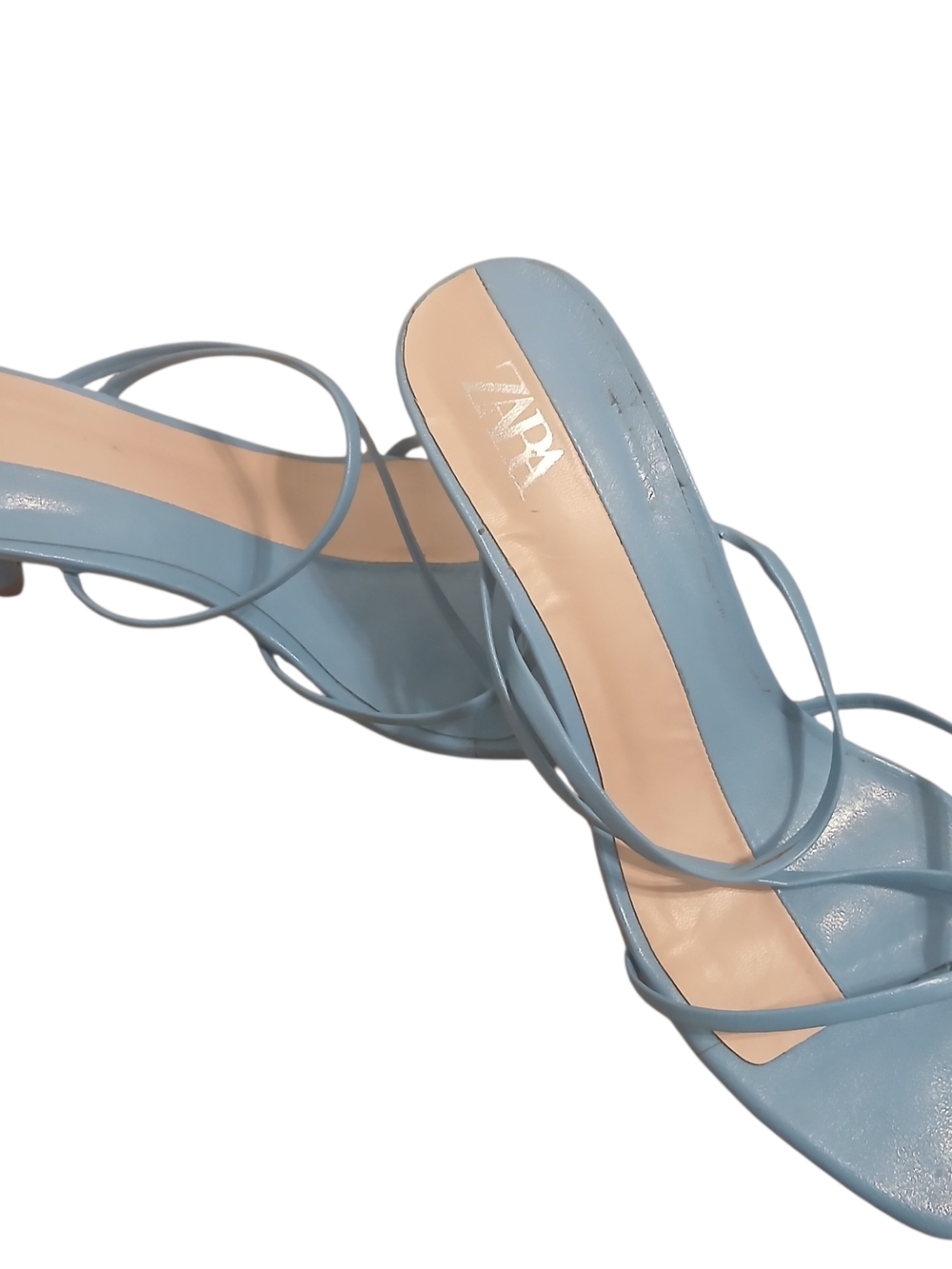 Zara Powder Blue Strappy Heeled Sandals - Picture 2 of 2